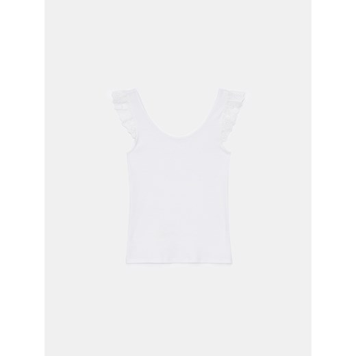 Mohito - Bawełniany biały top - biały ze sklepu Mohito w kategorii Bluzki damskie - zdjęcie 178151162
