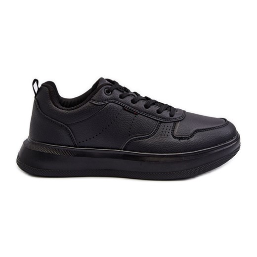 Lekkie Sneakersy Męskie Na Platformie Z Eko Skóry Czarne Uziran ze sklepu ButyModne.pl w kategorii Buty sportowe męskie - zdjęcie 178152940