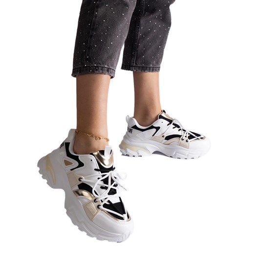 Biało-czarne sneakersy sportowe białe ze sklepu ButyModne.pl w kategorii Buty sportowe damskie - zdjęcie 178153181