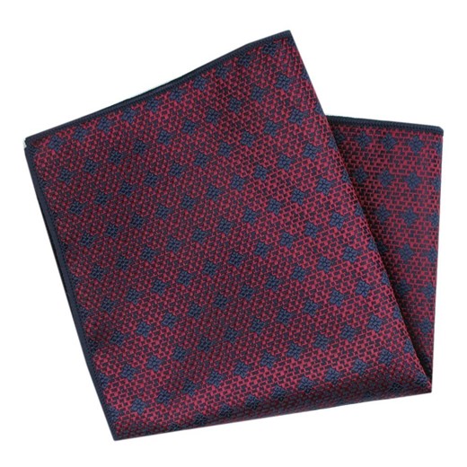 Męska, Elegancka Poszetka - Alties - Granatowe, Drobne Kwiatki na Czerwonym Tle POSZALTTANIA0812 ze sklepu JegoSzafa.pl w kategorii Poszetki i butonierki - zdjęcie 178156120