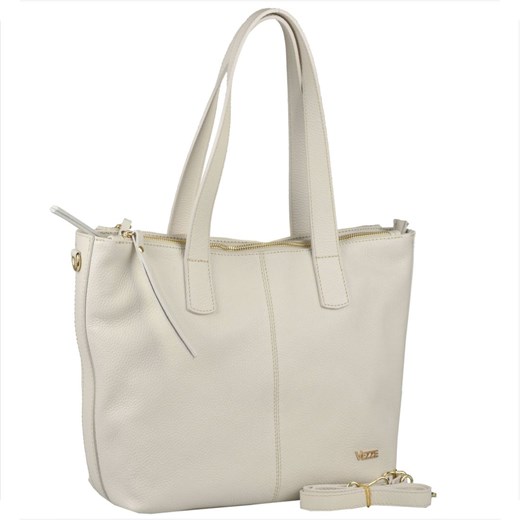 Vezze włoska torebka shopper skórzana jasny beż śmietanka ze sklepu melon.pl w kategorii Torby Shopper bag - zdjęcie 178157974