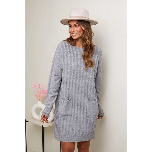 Soft Cashmere Sukienka dzianinowa w kolorze szarym ze sklepu Limango Polska w kategorii Sukienki - zdjęcie 178158603