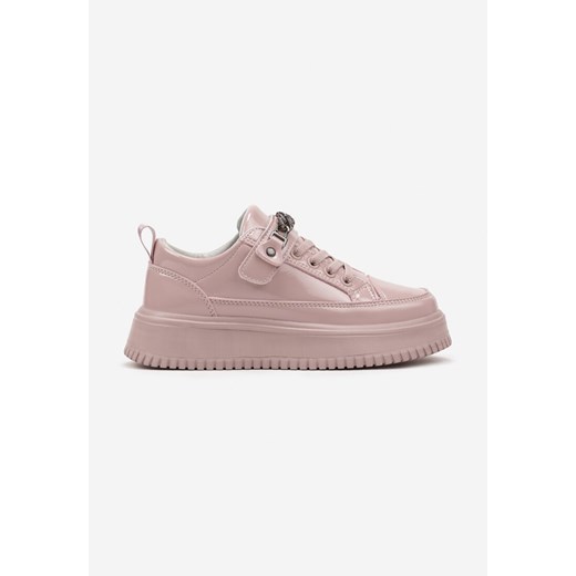 Różowe Lakierowane Buty Sportowe Sneakersy ze Skórzaną Wkładką Lavresia ze sklepu born2be.pl w kategorii Buty sportowe dziecięce - zdjęcie 178159304