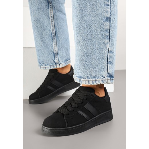 Czarne Sneakersy na Niskiej Platformie z Naszywkami Flordexia ze sklepu renee.pl w kategorii Buty sportowe damskie - zdjęcie 178159673