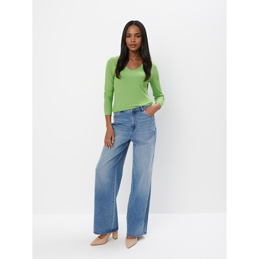 Mohito - Prążkowana zielona bluzka z wiskozą - zielony Mohito XS Mohito