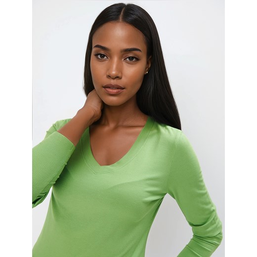 Mohito - Prążkowana zielona bluzka z wiskozą - zielony Mohito L Mohito