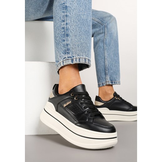 Czarne Sneakersy z Brokatem na Platformie Larinea ze sklepu renee.pl w kategorii Buty sportowe damskie - zdjęcie 178162560