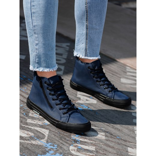 Trampki męskie sneakersy - granatowe T352 ze sklepu ombre w kategorii Trampki męskie - zdjęcie 178162621
