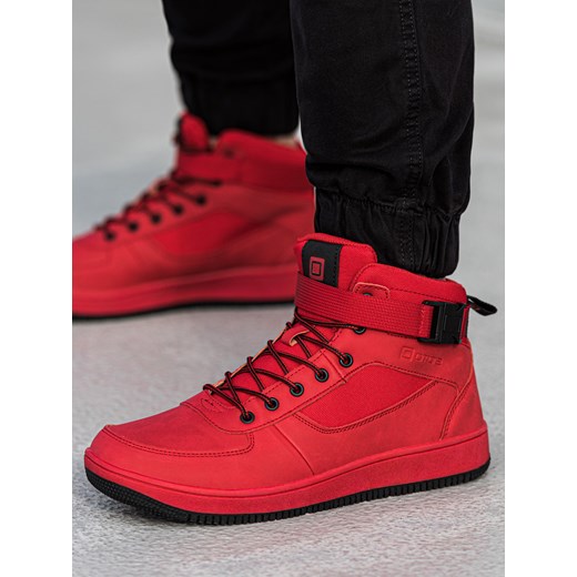Buty męskie sneakersy za kostkę - czerwone V2 T317 44 wyprzedaż ombre