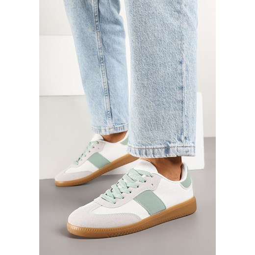 Biało-Zielone Sneakersy Retro w Stylu Klasycznych Tenisówek Tanonea ze sklepu born2be.pl w kategorii Buty sportowe damskie - zdjęcie 178166434