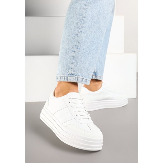 Białe Sneakersy w Stylu Klasycznych Tenisówek na Platformie Asdisa ze sklepu born2be.pl w kategorii Buty sportowe damskie - zdjęcie 178166500