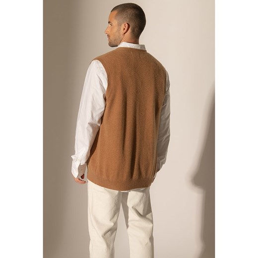 Perfect Cashmere Kaszmirowa kamizelka "Arthur" w kolorze jasnobrązowym Perfect Cashmere XL okazja Limango Polska