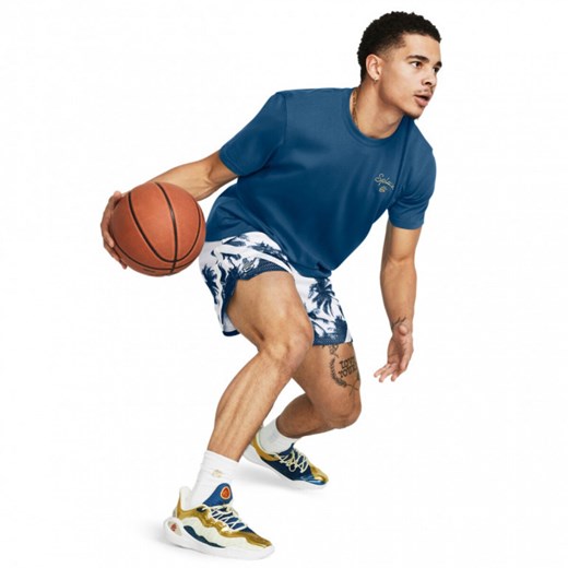 Męskie spodenki do koszykówki Under Armour UA Curry Mesh Short 3 - białe ze sklepu Sportstylestory.com w kategorii Spodenki męskie - zdjęcie 178169784