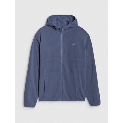 Polar regular z kapturem męski 4F 4FWSS25TFLEM321 - granatowy ze sklepu Sportstylestory.com w kategorii Bluzy męskie - zdjęcie 178170394