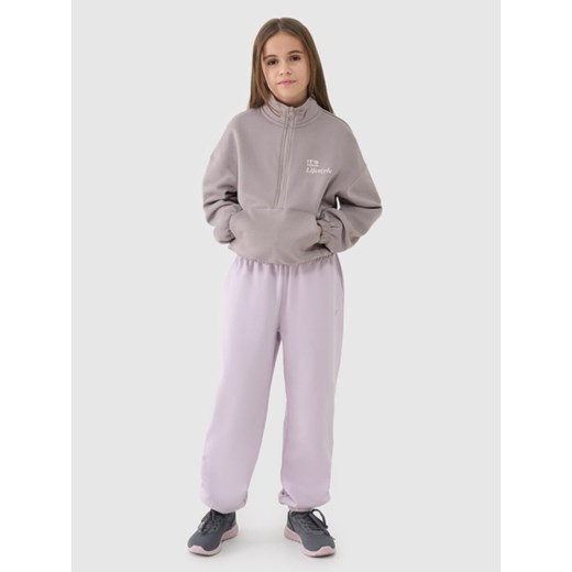 Dziewczęca bluza dresowa rozpinana bez kaptura 4F 4FJRSS25TSWSF2058 - beżowa 4f Junior 158 Sportstylestory.com
