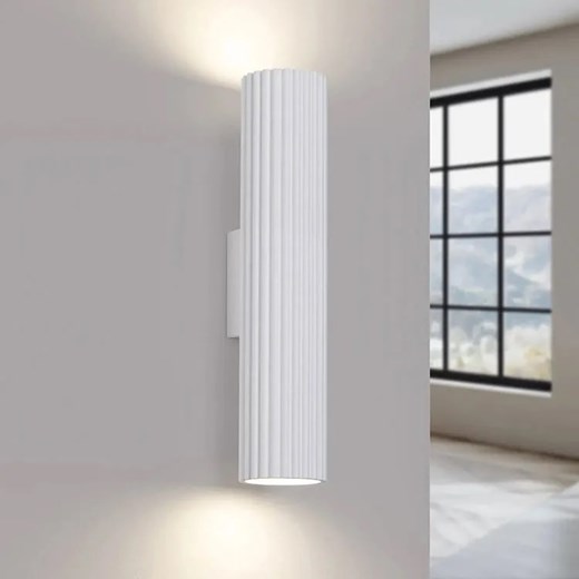 Biały metalowy kinkiet karbowany - D289-Avium Lumes One Size Edinos.pl