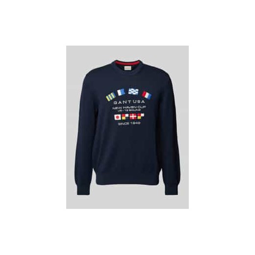 Sweter z dzianiny z wyhaftowanym logo ze sklepu Peek&Cloppenburg  w kategorii Swetry męskie - zdjęcie 178171101