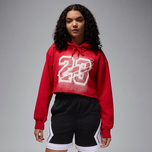 Damska krótka bluza z kapturem z satynową podszewką Jordan Flight Fleece - Jordan S (EU 36-38) Nike poland