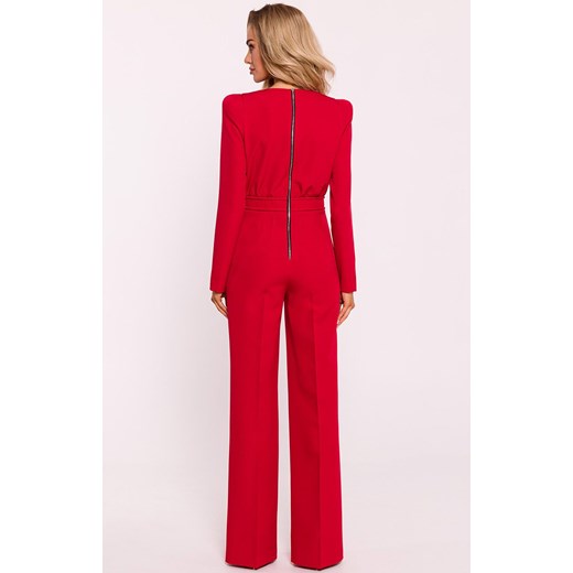Kombinezon ze zdobieniem w pasie czerwony M811, Kolor czerwony, Rozmiar L, MOE ze sklepu Intymna w kategorii Kombinezony damskie - zdjęcie 178173221