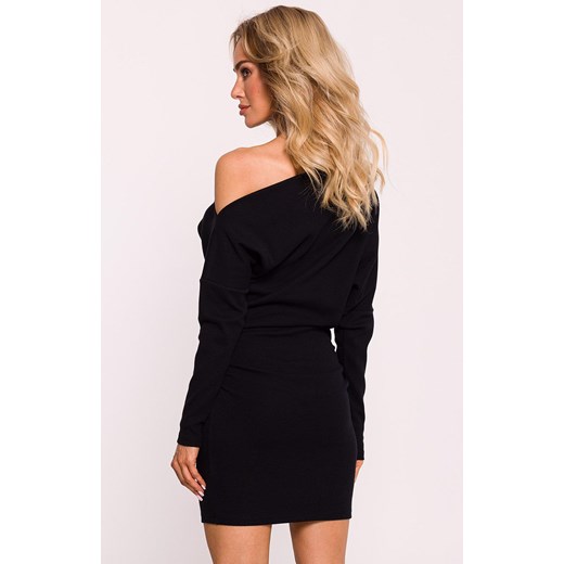 Prążkowana sukienka mini z odkrytymi ramionami czarna M818, Kolor czarny, Rozmiar 2XL/3XL, MOE ze sklepu Intymna w kategorii Sukienki - zdjęcie 178173231