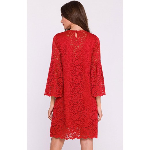 Koronkowa sukienka trapezowa czerwona S380, Kolor czerwony, Rozmiar L, Stylove ze sklepu Intymna w kategorii Sukienki - zdjęcie 178173261