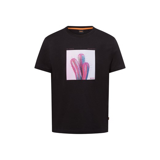BOSS Orange Koszulka męska - Te_mextour Mężczyźni Bawełna czarny nadruk ze sklepu vangraaf w kategorii T-shirty męskie - zdjęcie 178173483
