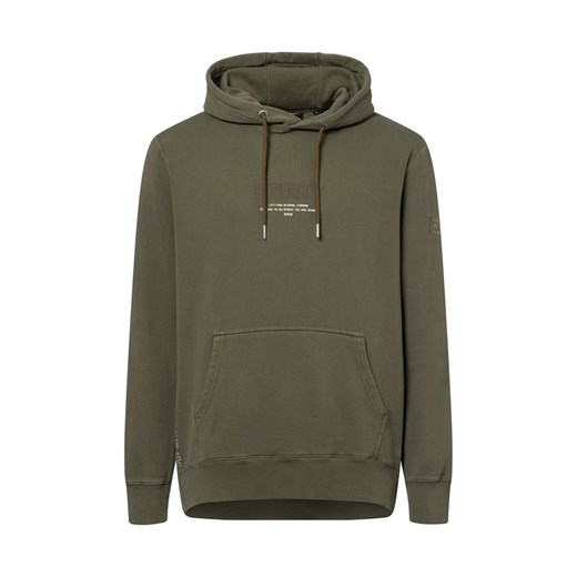 Superdry Męski sweter z kapturem Mężczyźni Bawełna khaki jednolity ze sklepu vangraaf w kategorii Bluzy męskie - zdjęcie 178173490