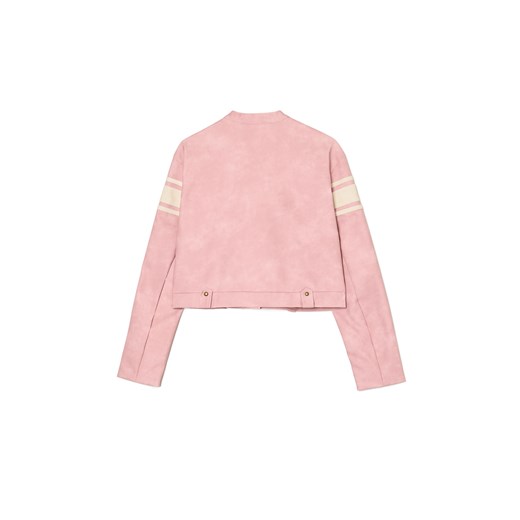 Cropp - Różowa kurtka biker regular z panelami - różowy Cropp XS Cropp