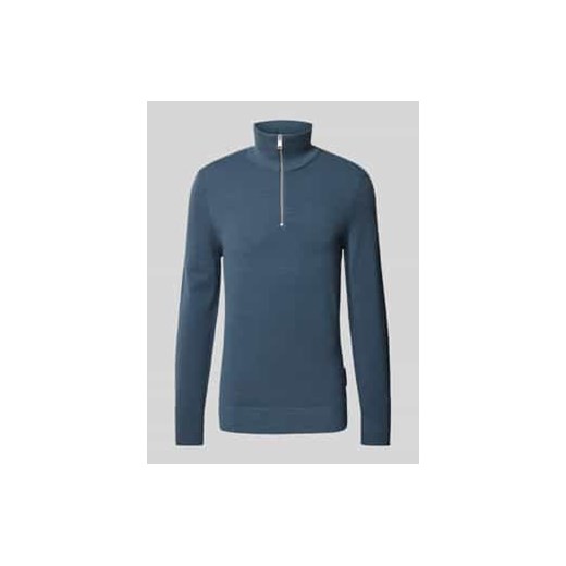 Bluza o kroju regular fit z kołnierzem i fakturą Ottoman ze sklepu Peek&Cloppenburg  w kategorii Swetry męskie - zdjęcie 178175591