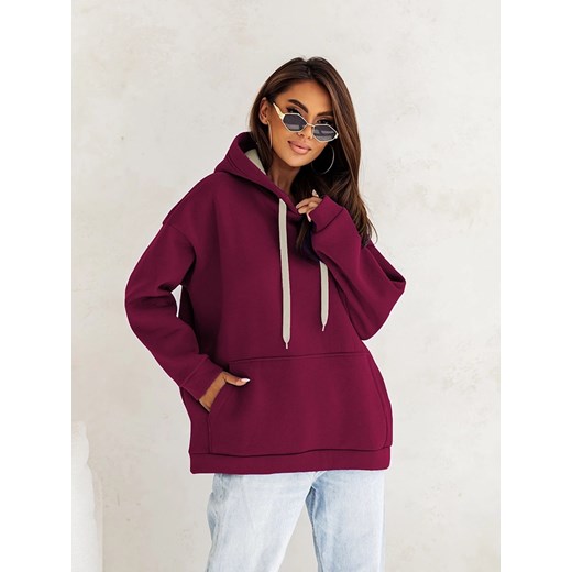 Bluza oversize damska fioletowa gruba z kapturem ze sklepu goodlookin.pl w kategorii Bluzy damskie - zdjęcie 178176123
