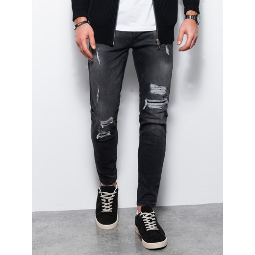 Spodnie męskie jeansowe z dziurami SLIM FIT - czarne V1 P1078 M ombre promocja