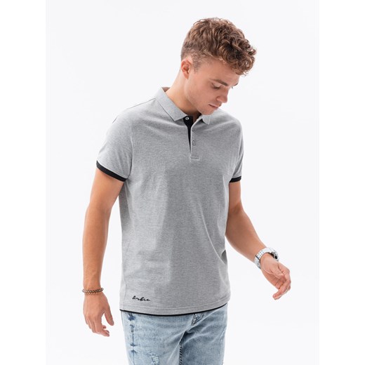 Koszulka męska polo bawełniana - jasnoszara V7 S1382 ze sklepu ombre w kategorii T-shirty męskie - zdjęcie 178181023