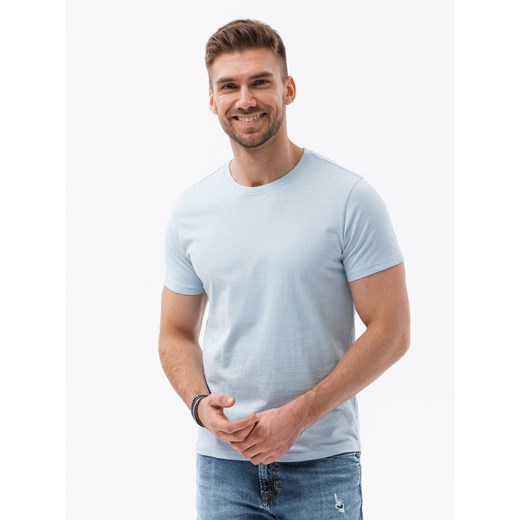T-shirt męski bawełniany BASIC - jasnoniebieski V19 S1370 M okazja ombre