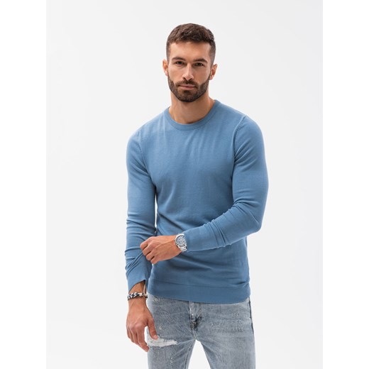 Elegancki sweter męski - błękitny V10 E177 ze sklepu ombre w kategorii Swetry męskie - zdjęcie 178181801