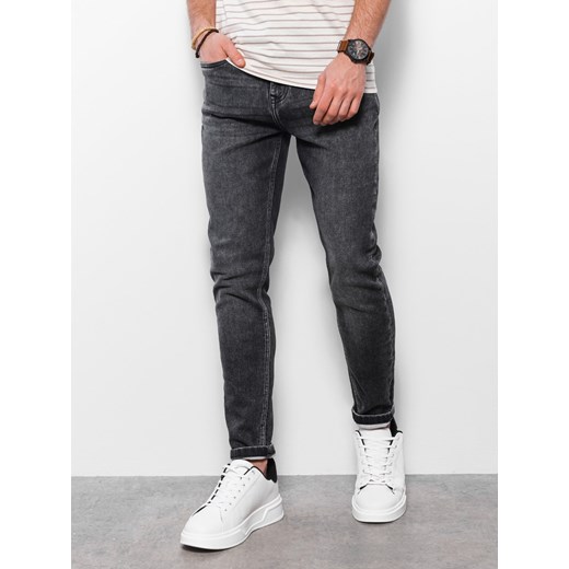 Spodnie męskie jeansowe SKINNY FIT - grafitowe V3 OM-PADP-0101 M okazyjna cena ombre