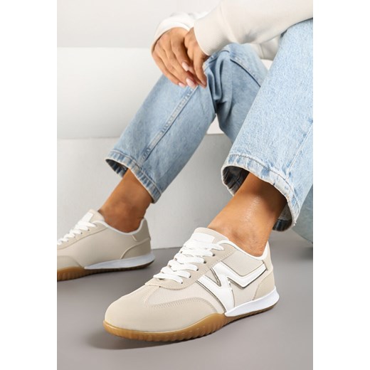 Beżowe Sneakersy w Stylu Tenisówek Ozdobione Naszywką Tanelis ze sklepu renee.pl w kategorii Buty sportowe damskie - zdjęcie 178183010