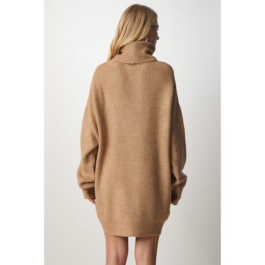 Happiness Istanbul Sukienka dzianinowa w kolorze jasnobrązowym Happiness Istanbul onesize promocyjna cena Limango Polska
