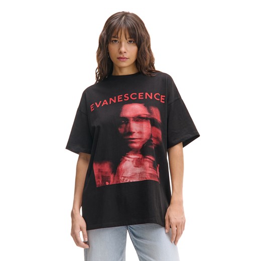 Cropp - Czarny T-shirt oversize z Evanescence - czarny ze sklepu Cropp w kategorii Bluzki damskie - zdjęcie 178184040