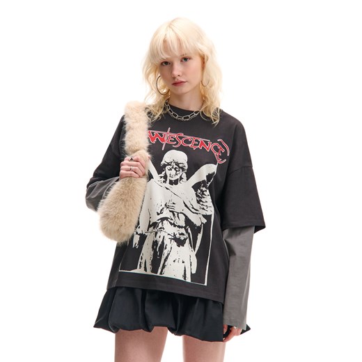 Cropp - Koszulka longsleeve z Evanescence - szary ze sklepu Cropp w kategorii Bluzki damskie - zdjęcie 178184104