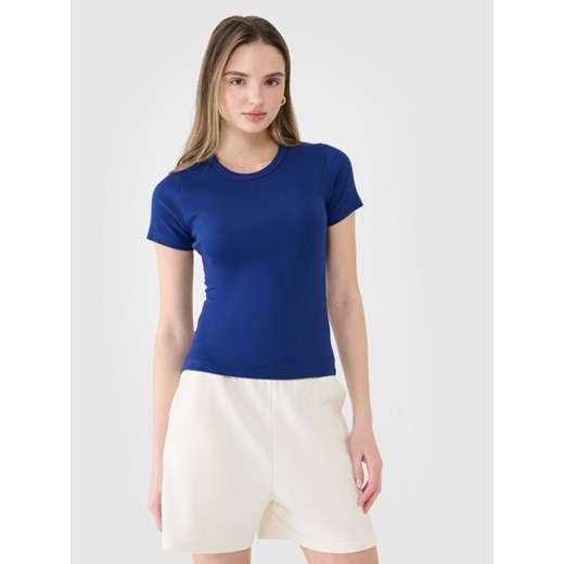 Damski t-shirt basic 4F 4FWSS25TTSHF1968 - granatowy ze sklepu Sportstylestory.com w kategorii Bluzki damskie - zdjęcie 178188022