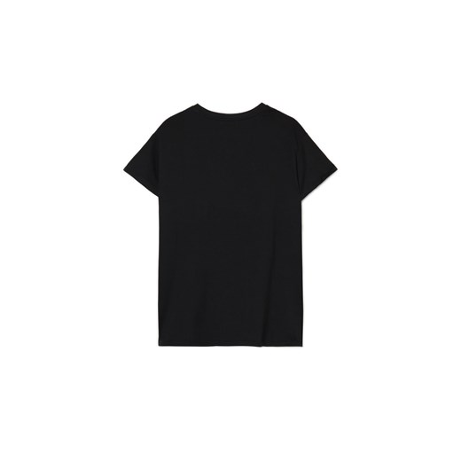 Cropp - Czarna koszulka oversize z kontrastowym sloganem - czarny Cropp M Cropp