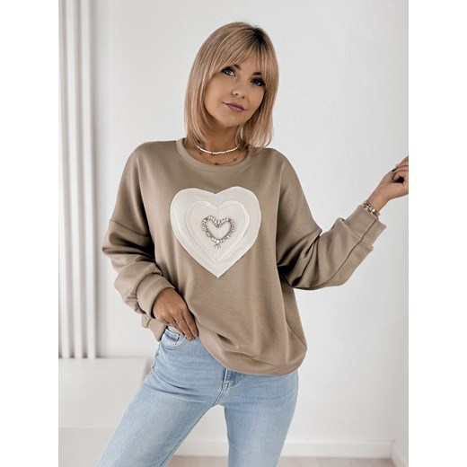 bluza belnor ciemnobeżowa one size ze sklepu UBRA w kategorii Bluzy damskie - zdjęcie 178197324