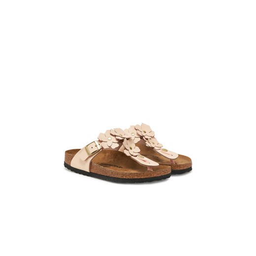 BIRKENSTOCK klapki damskie płaskie beżowe bez zapięcia casual 