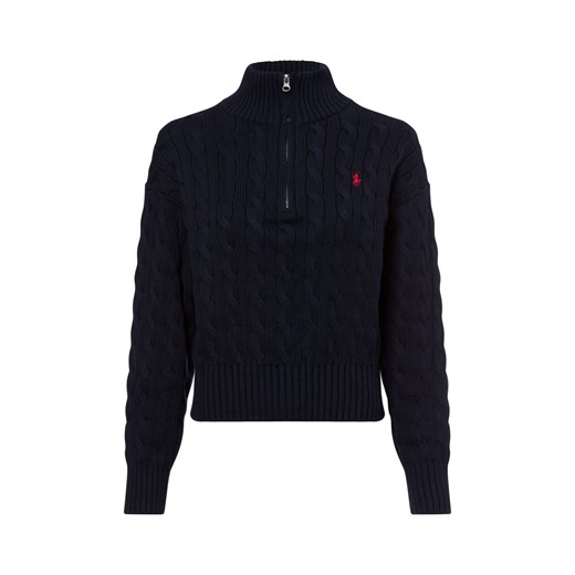 Polo Ralph Lauren Sweter damski z dzianiny Kobiety Bawełna granatowy jednolity ze sklepu vangraaf w kategorii Swetry damskie - zdjęcie 178202591