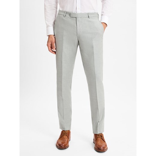 JOOP! Spodnie - Blayr Mężczyźni Slim Fit Wełna seledynowy wypukły wzór tkaniny ze sklepu vangraaf w kategorii Spodnie męskie - zdjęcie 178202620