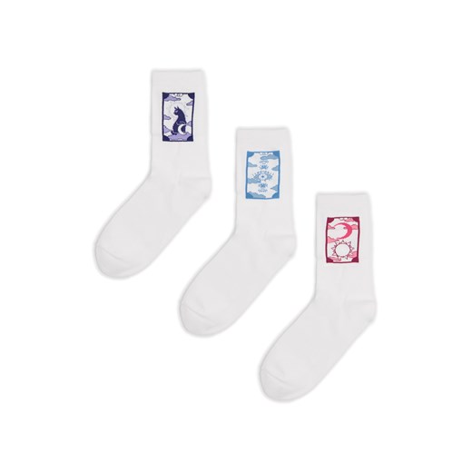 Cropp - 3 pack skarpet z motywem tarota - biały ze sklepu Cropp w kategorii Skarpetki damskie - zdjęcie 178202793