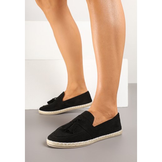 Czarne Espadryle Ozdobione Frędzlami na Nosku Wanelis ze sklepu renee.pl w kategorii Espadryle damskie - zdjęcie 178203213