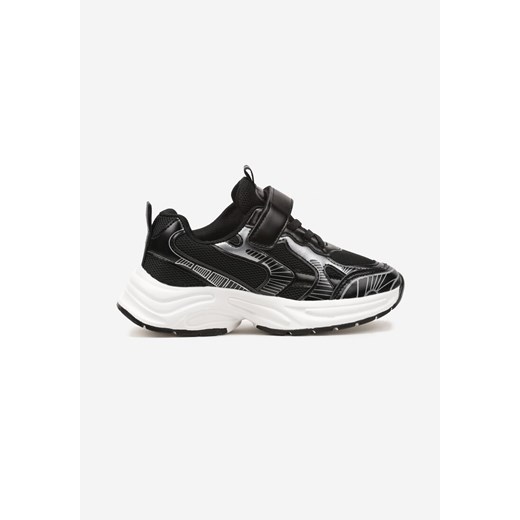 Czarne Buty Sportowe z Metalicznymi Wstawkami Zapinane na Rzep Ameriva ze sklepu born2be.pl w kategorii Buty sportowe dziecięce - zdjęcie 178204743