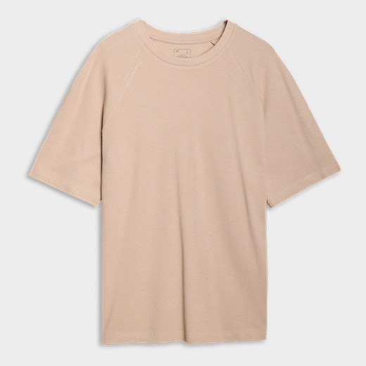 Męski t-shirt oversize 4F 4FRSS25TTSHM2731 - beżowy ze sklepu Sportstylestory.com w kategorii T-shirty męskie - zdjęcie 178205063
