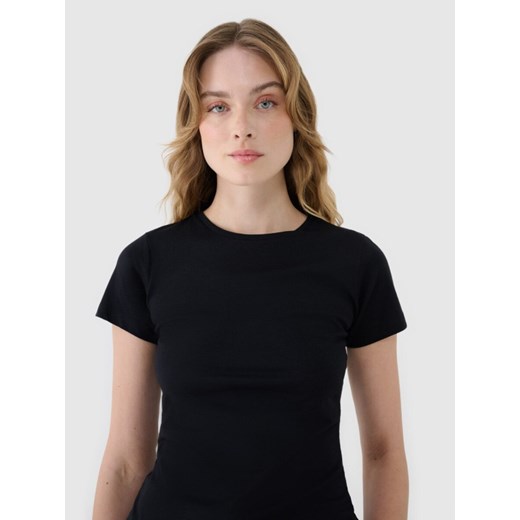 Damski t-shirt basic 4F 4FWSS25TTSHF1995 - czarny ze sklepu Sportstylestory.com w kategorii Bluzki damskie - zdjęcie 178205114